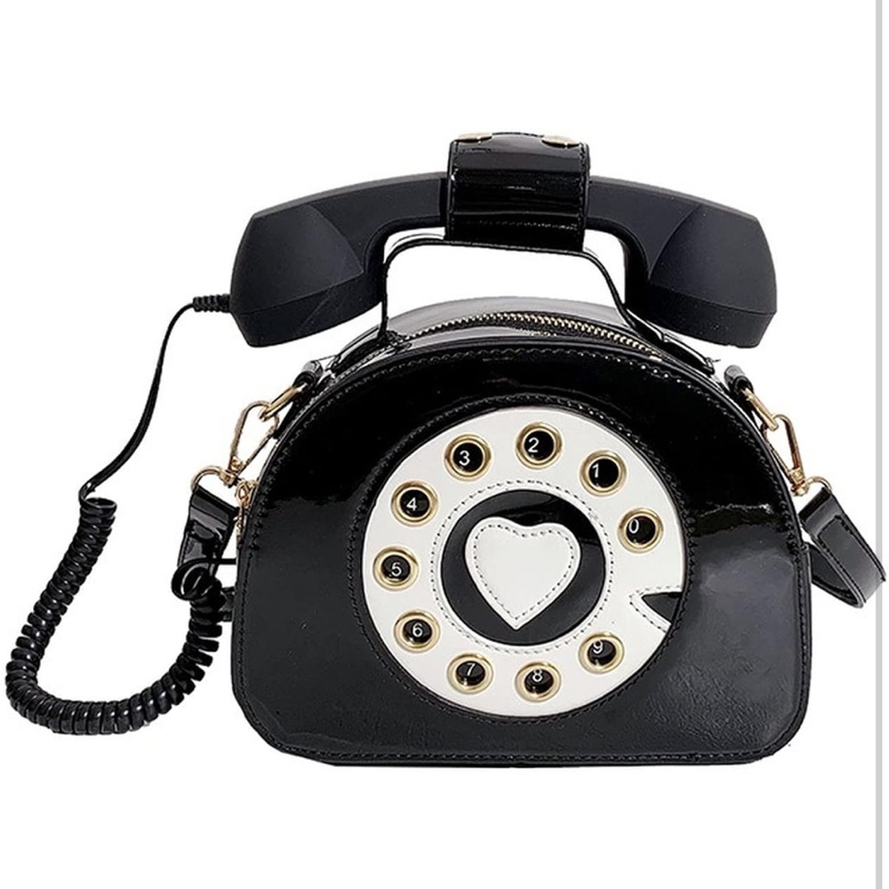 Black and White Retro Telephone Handbag